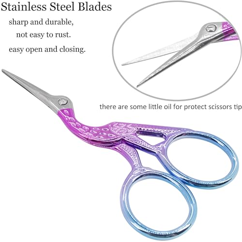 BIHRTC 3.6" Detail Shears Small Stainless Steel Small Embroidery Scissor - color: Blue Pink, size: 3.6inch