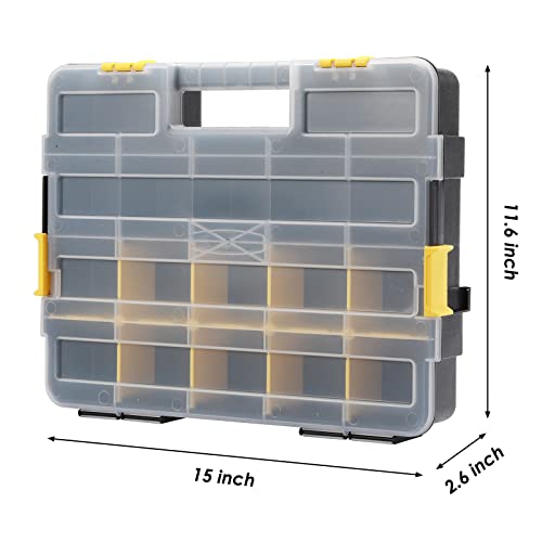 MIXPOWER 2 Pieces 34-Compartment Toolbox Organizer sets, 20 Removable Dividers, Black/Yellow, 2 Pieces Set, Excellent for Screws, Nuts, Small Parts (Pack of 2) - size: Black/Yellow (Pack of 2)