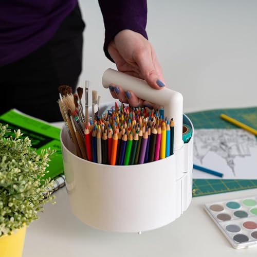 IRIS USA Desk Pencil Organizer |Made in USA| 6 Storage Compartments - White - color: White