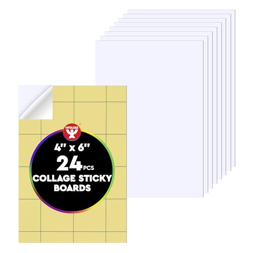 Hygloss Sticky Collage Boards - 24 Pack 4"x6" Self Stick Collage Boards for Kids - Peel & Stick Mounting Boards for Art Projects, School Crafts, Classrooms, and DIY Displays - size: 24-Pcs, style: Rectangle 4" x 6"