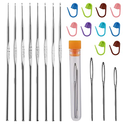 22 Pcs Crochet Hooks Set, Ergonomic Lace Crochet Hook Knitting Needles - size: 22 PCS