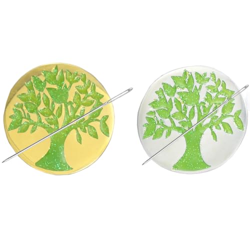 SUNOREEK Tree of Life Magnetic Needle Minder for Cross Stitch, Needle Holder for Embroidery Sewing Needlepoint Accessories, Silver and Gold, Stainless Steel, 2 Pack with Storage Case (Tree) - color: tree