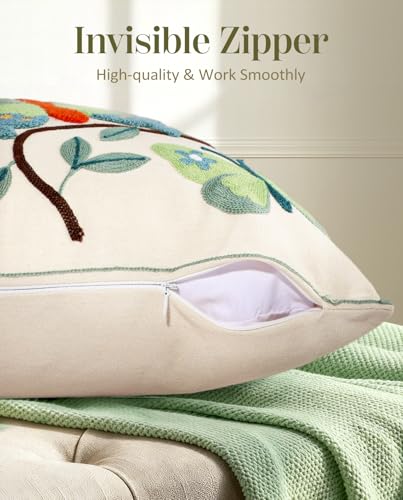 Embroidered Throw Pillow Cover 18x18 Inch, Branch Butterfly - color: Branch-butterfly, size: 18" x 18" (Pack of 1)
