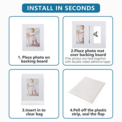 Somime 10 Pack White Mat Set 11x14 for 8.5x11 with White Core Bevel Cut - size: 11x14 10pack white complete set for 8.5x11