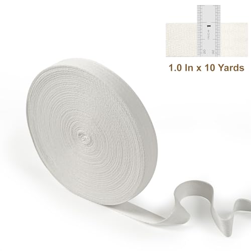 Cotton Twill Tape Ribbon 1 Inch Wide Tape Herringbone Webbing Roll Bias Binding Tapes for Sewing and DIY Crafts, Natural (White, 10 Yards) - color: White, size: 1 Inch, 10 Yards
