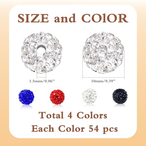 216 Pcs 10mm Clay Rhinestone Beads, Glitter Sparkle Baseball Beads, Shiny Disco Ball Design Beads for Jewelry Making, Craft Supplies for Adult Bracelets Necklaces Earrings Decoration (Kit 3) - color: Kit 3