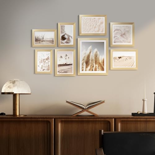 ArtbyHannah Gallery Wall Frame Set, 8 Pack Gold Picture Frames, Small - color: Gold, size: Small