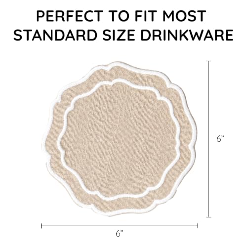 Linen Coasters for Drinks, Set of 6, 6 inch, Taupe - color: 1294 - Taupe, size: 6 inches