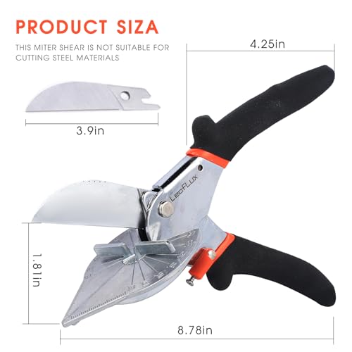 LeafLux Miter Shears for Wood Trim, Adjustable 45 to 135 Degree Handheld Tool, Multi Angle, Multifunctional Trunking Shears for Moulding, Mitre Cutting, Quarter Round, Includes 2 Blades | LFXP3101S - size: 3101S with 2 blades