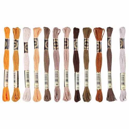 PATIKIL 12 Skeins Embroidery Floss Polyester Embroidery Threads Hand Brown - color: Brown