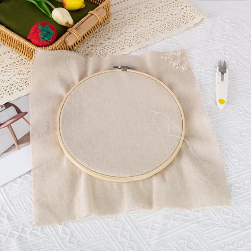 20 PCS Linen Natural Color Embroidery Fabric Pre-Cut - color: Natural Color 20 Pcs