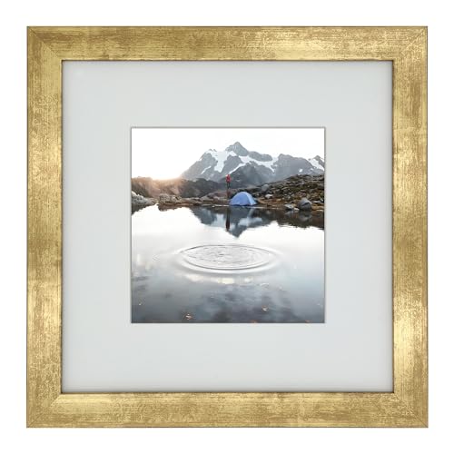10x10 Photo Frame Gallery Picture frame with 6x6 mat,Freestanding and Wall Mountable,Gold - color: Gold, size: 10x10