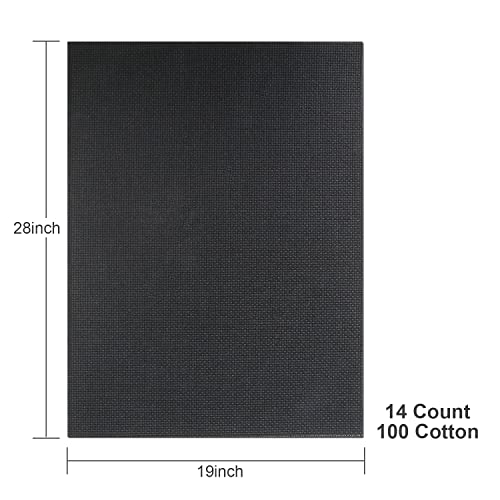 Aida Cloth 14 Count Cross Stitch Fabric,19×28inch (14CT, Black) - color: Black, size: 14CT