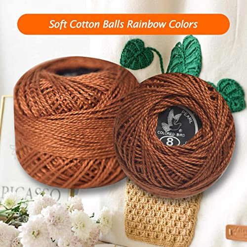 Crochet Thread 10 Balls Size 8 for Crochet Cross Stitch Needlepoint Hand Embroidery (caffee Series) - color: Caffee Series