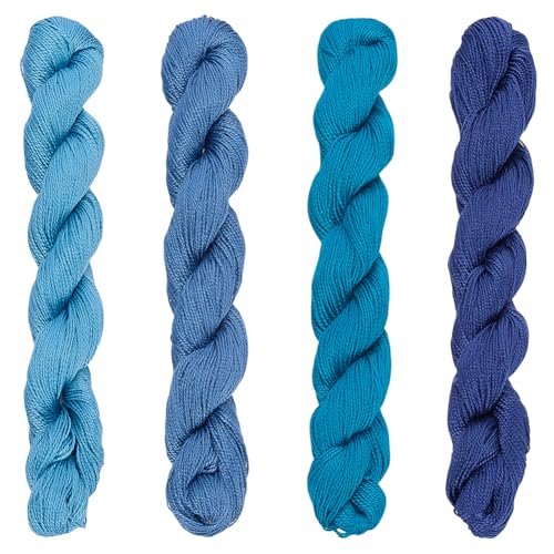 FREEBLOSS 4 Pcs Sashiko Thread Sashiko Skein 100M * 4 Colors Pure Cotton Embroidery Thread Japanese Sewing Threads Quilting & Embroidery Kit Supplies, Blue - color: Clear Blue Theme
