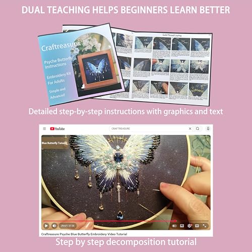 Bead Embroidery Kit for Adults with Instructions Video and Gift Box - color: Blue-Intermediate