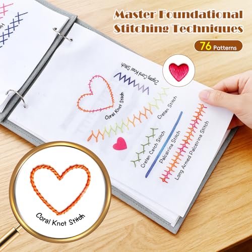TITINICE Upgraded Embroidery Stitch Book Kit, Large-Format Learning Book