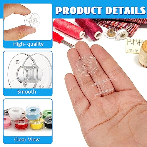 Timgle 200 Pcs Bobbins for Sewing Machine Plastic Class 15 Bobbin
