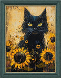Leczany Cross Stitch Stamped Kits Patterns Craft Kit Needlepoint Full Range of Embroidery Starter Kits Beginners for DIY 11CT 3 Strands | Black Cat and Flower 13×17.3 inches - color: 11CT Stamped kits,Black Cat and Flower 13×17.3 inches