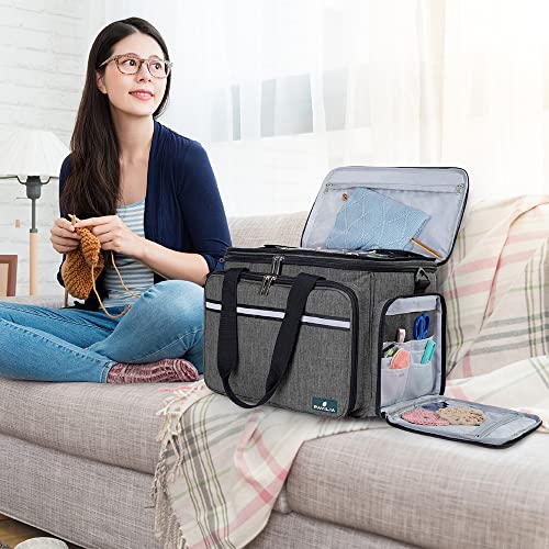PAVILIA Knitting Yarn Storage Bag Crochet Organizer for Knitter, Dark Grey - color: Charcoal Grey