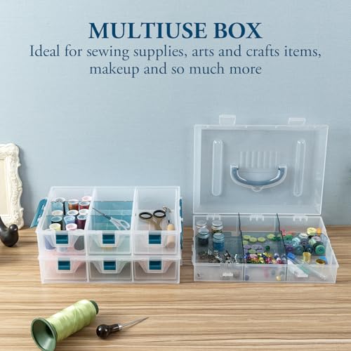 MyGift 11 Inch Craft Storage Organizer Case With 6 Drawers - color: Blue