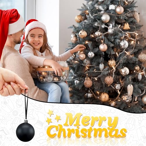 JUNEBRUSHS 300Pcs Christmas Ornament Ribbon Hangers, Hand Tied String Ties Ornament Loops Thin Ribbon for Ornaments Christmas Tree Hanging Decoration Black - color: Black