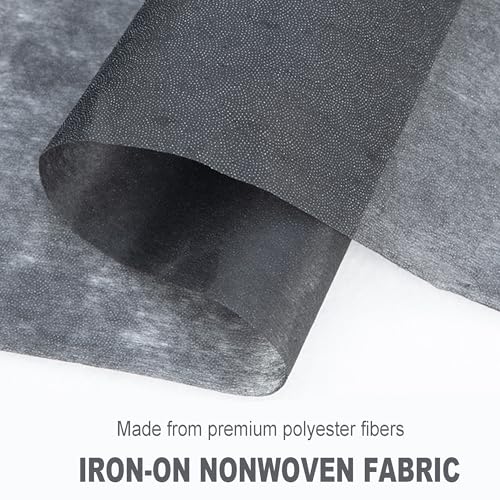 QIDIWIN Iron-On Non-Woven Fusible Interfacing - No-Sew Fabric Structure Support & Stability Ideal for DIY Sewing Quilting Embroidery Crafts, Medium & Lightweight Options (MediumWeight, Black) - color: MediumWeight, Black