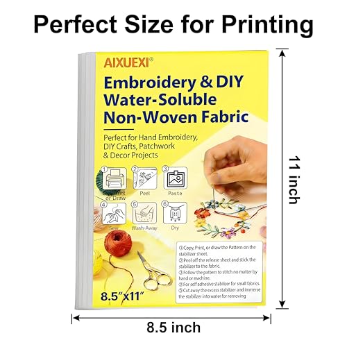 AIXUEXI Stick and Stitch Water Soluble Embroidery Paper 8.5 x 11 4 Pack