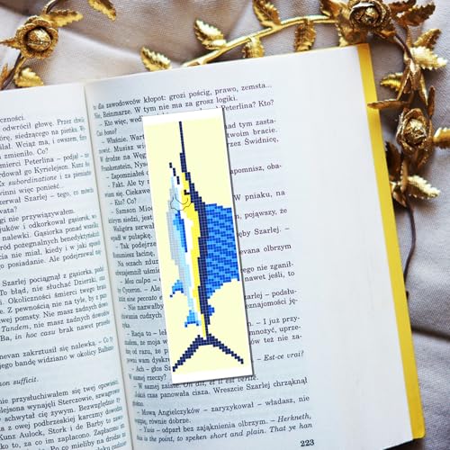 FREEBLOSS 6 Set Cross Stitch Bookmark Kits 11CT 8"x2.4" Fish - style: Fish