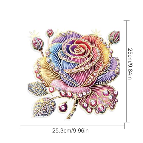 JISHSHAY Diamond Painting Pendant Flower Diamond Art Hanging Ornament Rose Gem Art Window Hanging Gem Painting Wind Chimes Mosaic Kits for Adults Windchimes Embroidery Suncatchers Sun Catchers - color: Flower 2