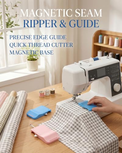 Magnetic Seam Guide with Scale & Seam Ripper for Sewing Machine(Blue) - color: Blue