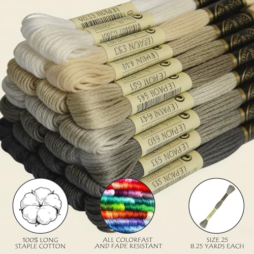 Embroidery Floss - Cross Stitch Threads - Friendship Bracelets Floss - Crafts Floss,14 Pack Gray Gradient - color: Gray Gradient