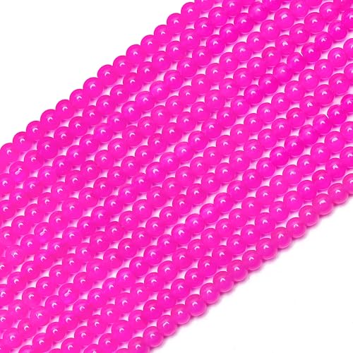 400PCs 4mm Rose Jade Glass Beads Bulk, Round Smooth Hole Glass Crystal Beads for Jewelry Making, DIY Bracelets, Necklaces, Bag Charms, Keychains and Craft Projects - color: Jade Rose, size: 4MM