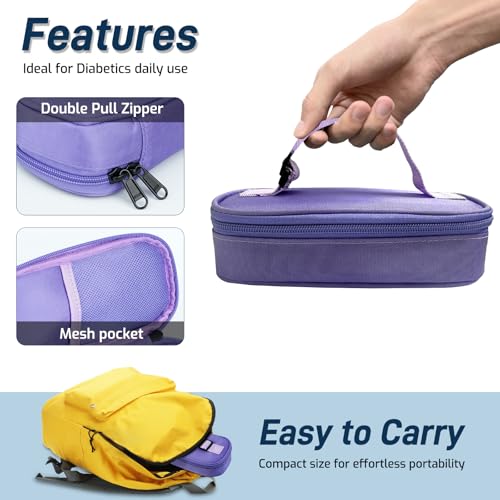 Cruxer Insulin Vial Cooler Travel Case (Purple),Keep Medication Vial Cool — Portable Insulated Diabetic Medicine Travel Bag,TSA Approved,Small Bottle Storage Kit with Reusable Ice Brick Cooler - color: Purple