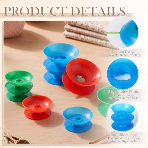 Klyyo Clyro 60 Pack 1.875'' 2.5'' No-Tangle Yarn Bobbins, 3 Color - color: Red, Blue, Green, size: 2 Size