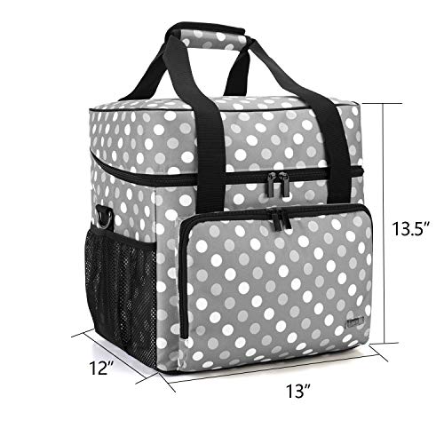 LUXJA Serger Machine Carrying Case with Bottom Wooden Board, Gray Dots - color: Gray Dots