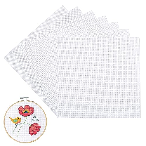 BENECREAT 14 Pieces White Cotton Fabric Embroidery Fabric, 12x12inch Square Aida Cloth Cotton Cross Stitch Cloth for Making Garment Craft