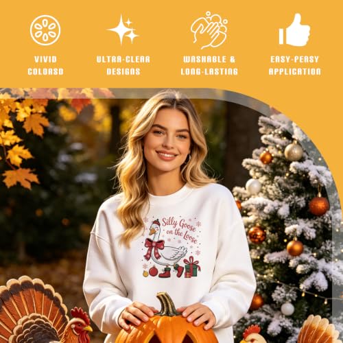 30 Pcs Goose Thanksgiving Christmas DTF Transfers Ready to Press - style: Goose - Fall Halloween Christmas Thanksgiving Day