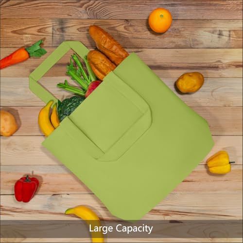 TOPDesign 1-Pack Super Strong Large 12oz Cotton Canvas Tote Bag, Reusable Grocery Shopping Cloth Bag, Fashionable Two-Tone Tote for Crafts, DIY Your Creative Designs - color: Light Green
