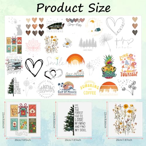 Dandelion Daisy Iron On Transfers 30 Pcs Hiking Mountain Patterns Heat Stickers for Clothing DIY Fabric Crafts(StyleE-30pcs) - style: StyleE-30pcs