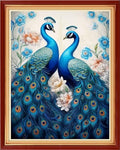 Funchey Stamped Cross Stitch Kits, DIY Cross Stitch Pattern for Adults Beginners Needlepoint Kits Embroidery Kit Arts and Crafts 11CT-Blue Peacock 16x20 inch - color: Handicraft patterns09