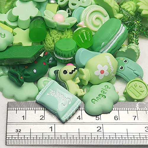 Chenkou Craft 50pcs Lots Mix Assorted Green Craft DIY Flatbacks Resin Flat Back Buttons Scrapbooking (Green) - color: Green