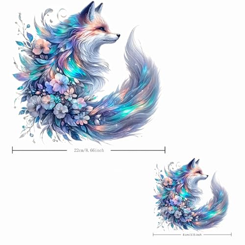 2pcs Silver Fox Floral Flower Leaf Iron On Transfers for T-Shirts Rub on Transfers Stickers Vinyl Ready to Press Stickers Iron on Decals for T-Shirts Clothing Hoodie DIY Crafts