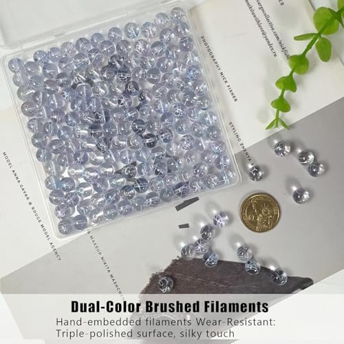 10mm Hand-Drawn Glass Beads Bulk 160pcs Blue Purple Round - color: Blue&Purple 10mm