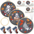 Mindsoft 3 Set Needlepoint Kit for Beginners with Hoop,Autumn Possum - style: Autumn Possum