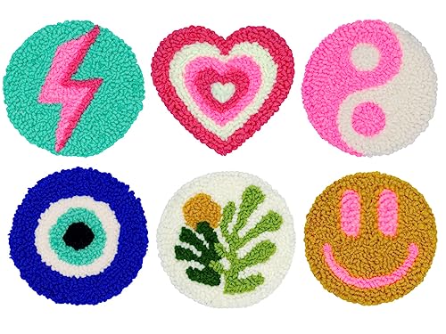 Mefatus Punch Needle Kit for Beginners Adults Kids Easy Punch Needle Embroidery Kit Tool Threader Fabric Hoop Yarn Rug Tufting Coaster Art and Crafts - color: #1 pink