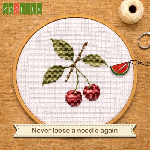Kraftex Magnetic Needle Minder. Needleminder for Embroidery & Sewing. Cute Needlepoint Accessories. Magnetic Needle Holder for Cross Stitch. Cute Magnet Pin Gift - color: Fruits SCW