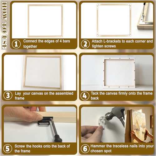 2 Set 24x24 in Canvas Stretcher Bars for Painting Embroidery Needlepoint - size: 2Pack 24x24In