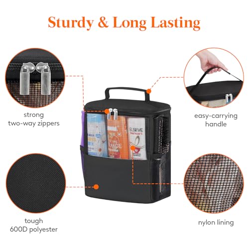 Lifewit Mesh Shower Caddy Bag, Hanging Shower Organizer, Medium, Black - color: Black, size: M(8.3"L x 5.9"W x 9.8"H)