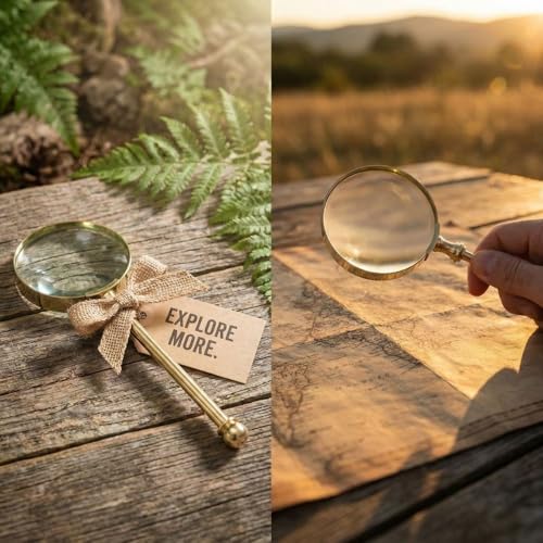 Magnifying Glass with Solid Brass Handle, Handheld Magnifying Glass Lens, Antique Magnifier, Reading, Inspection, Coin & Stamp, Astrologer, Low Sight Elderly Collectible Décor Gift - style: Brass Handel